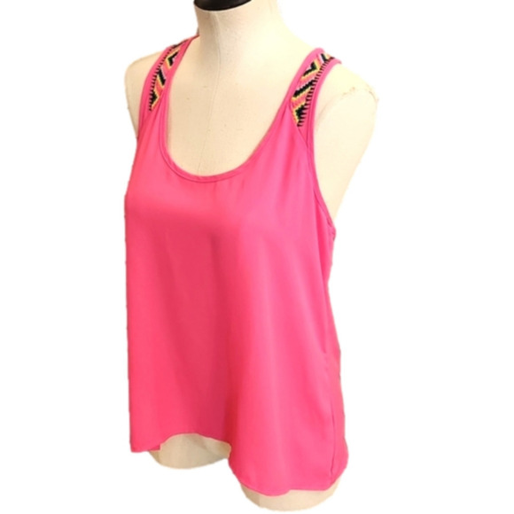 WOMENS Eyeshadow hot pink/magenta bohemian embroidered tank size Medium. - Picture 11 of 16